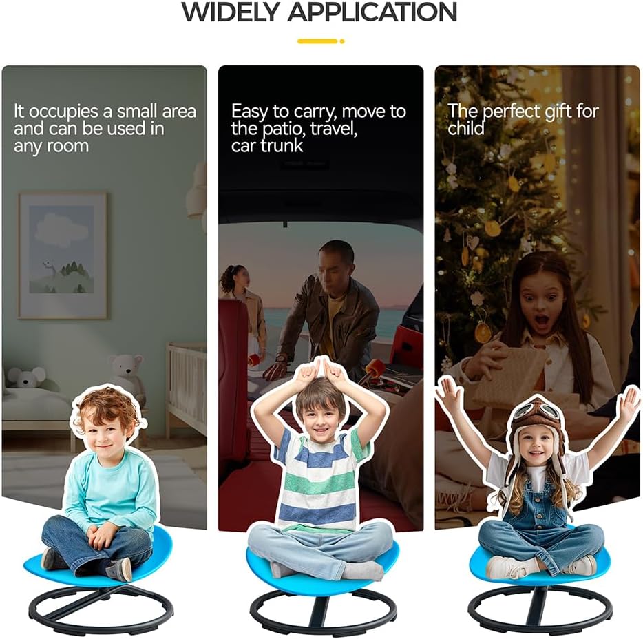 Swivel Chair for Kids, 360° Spinning Seat, Toddler Sit and Spin Wobble Chair, Sensory Balance Toys, Autism ADHD Chairs, Play Equipment Relief Motion Sickness for Boys Girls (Sky Blue)