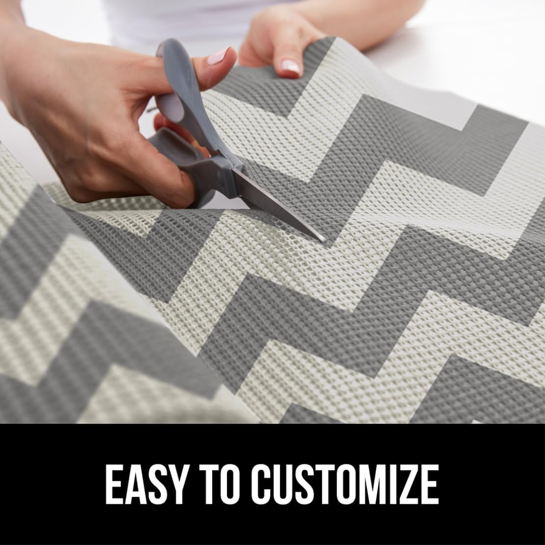 GORILLA GRIP powerGRIP Drawer Shelf and Cabinet Liner, Thick Strong Hold, Non-Adhesive Liners Protect Kitchen Cabinets and Cupboard, Bathroom Drawers, Easy Install, Breathable Mat, 17.5"x30', Chevron