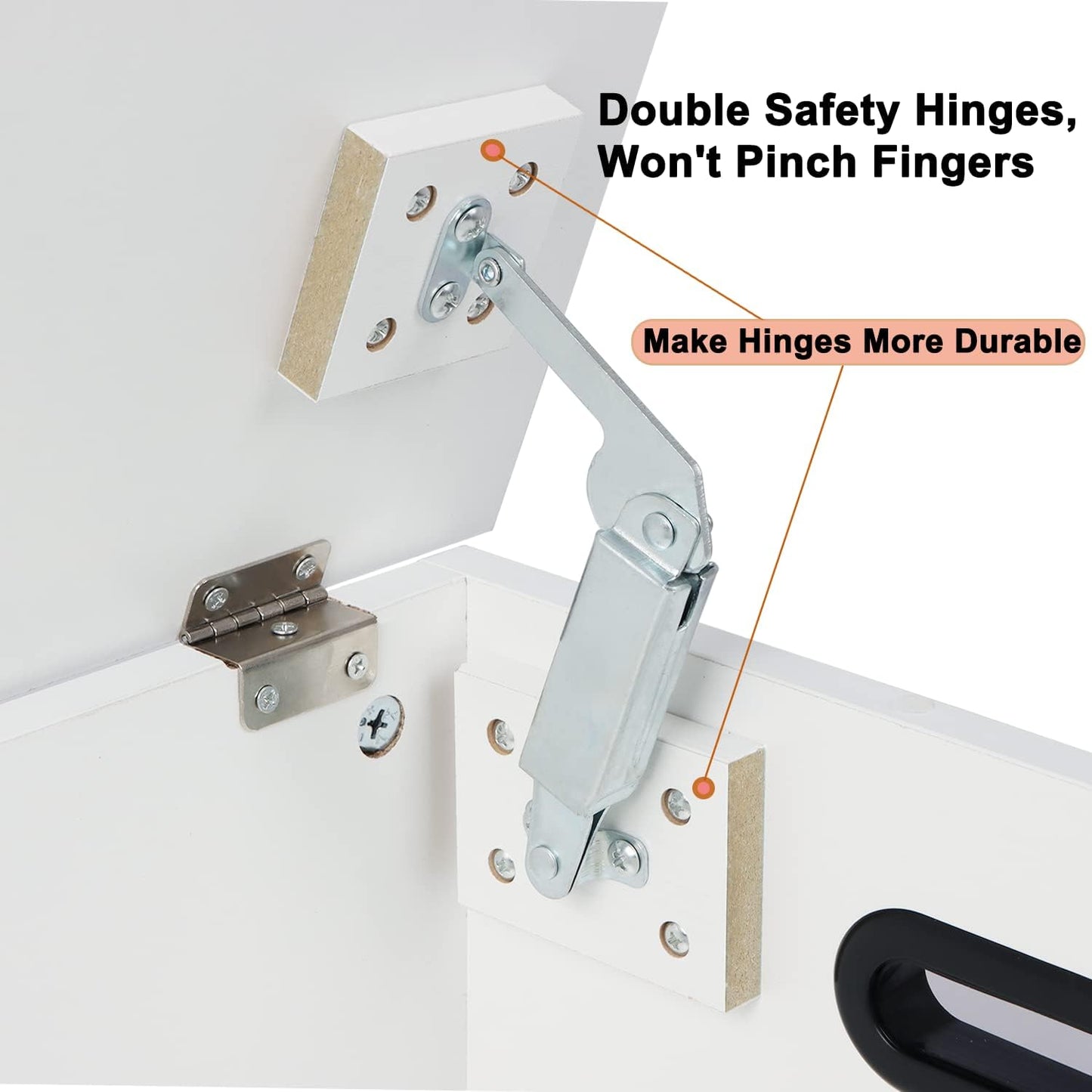 39.4" Storage Chest, Wooden Storage Bench, Large Storage Trunk with 2 Safety Hinges, Entryway Shoes Bench for Living Room, Bedroom, White