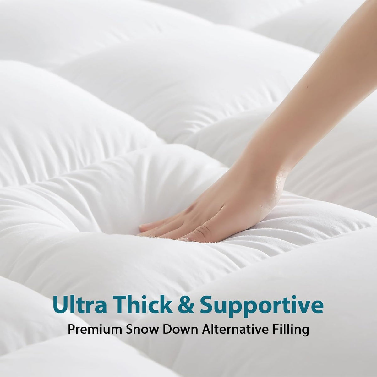 CYMULA California King Mattress Topper - Extra Thick Cooling Mattress Pad Cover for Back Pain - Soft Mattress Protector Bed Topper Pillow Top with 8-21 Inch Deep Pocket 3D Snow Down Alternative Fill