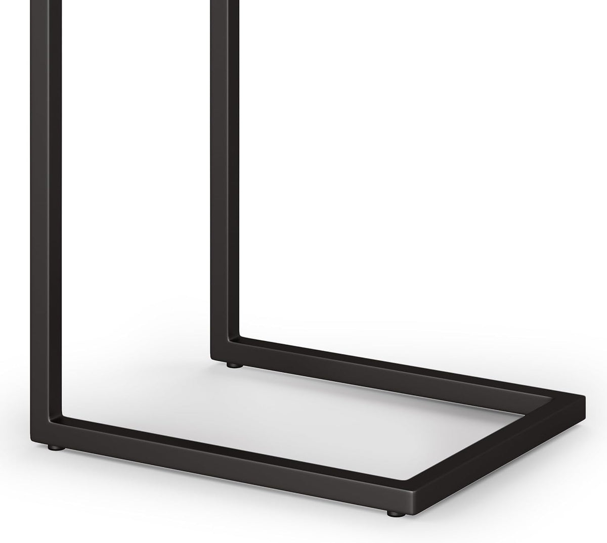 SIMPLIHOME Skyler 16-inch Wide Solid Mango/Metal Industrial C-Shaped End Table in Dark Cognac Brown/Black for Living Room, Office, or Bedroom, Assembled