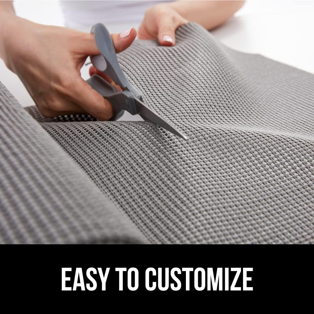 GORILLA GRIP powerGRIP Drawer Shelf and Cabinet Liner, Thick Strong Hold, Non-Adhesive Liners Protect Kitchen Cabinets and Cupboard, Bathroom Drawers, Easy Install, Breathable Mat, 12" x10', Gray