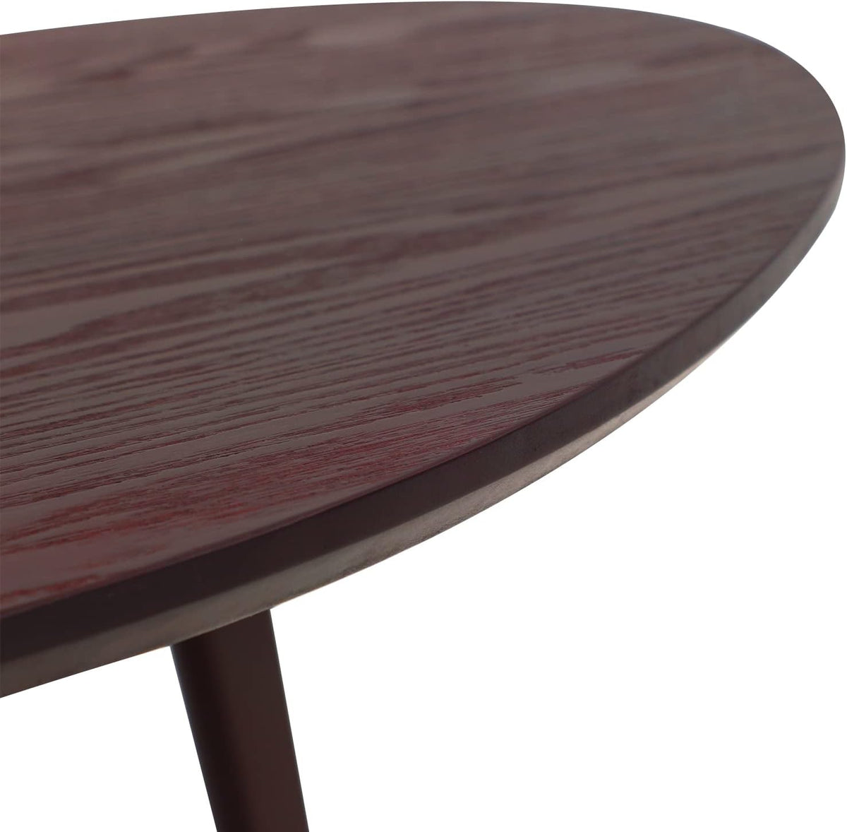 FIRMINANA Small Oval Coffee Table for Living Room,Mango Tabletop Mid Century Modern Coffee Table,Espresso,18.9" D x 33.47" W x 15.75" H