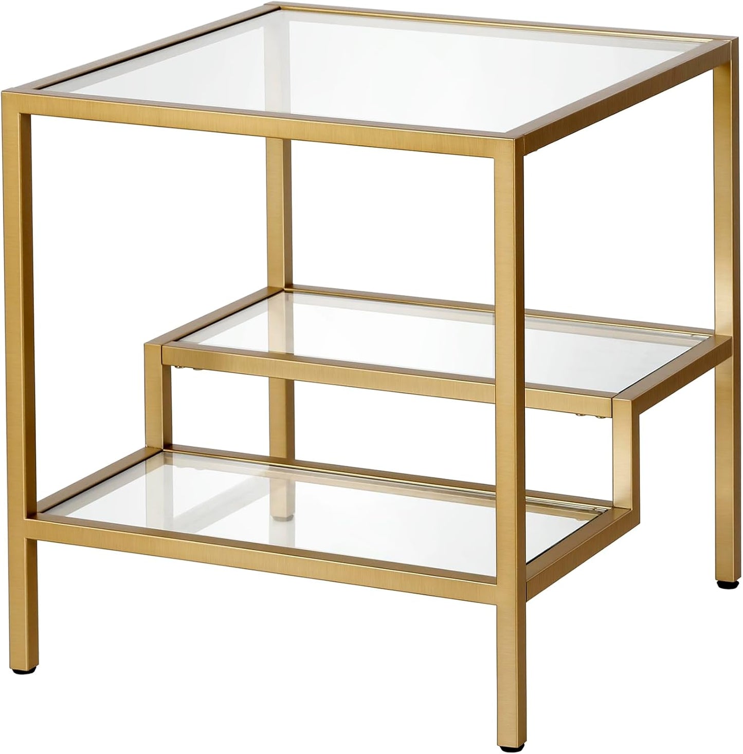 Henn&Hart 20" Wide Square Side Table in Brass, Table for Living Room, Bedroom