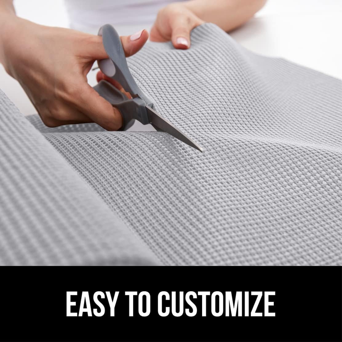 GORILLA GRIP powerGRIP Drawer Shelf and Cabinet Liner, Thick Strong Hold, Non-Adhesive Liners Protect Kitchen Cabinets and Cupboard, Bathroom Drawers, Easy Install, Breathable Mat, 20" x10' Light Gray