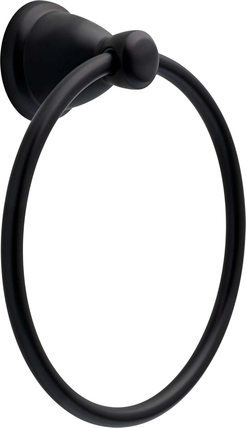 Franklin Brass Kinla 5-Piece Bathroom Set Matte Black 18" and 24" Towel Bar Racks, Toilet Paper Holder, Ring, Hook KIN5PC-MB