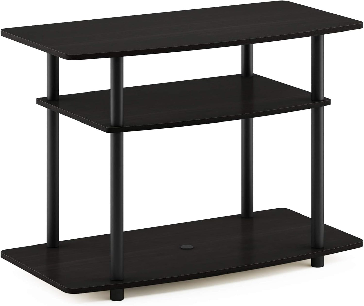 Furinno Turn-N-Tube No Tools 3-Tier Entertainment Center TV Stand for TV up to 32 Inch, Plastic Round Tubes, Espresso/black