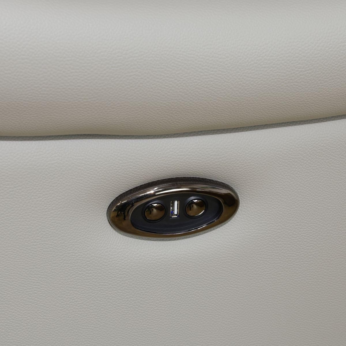 Electric Power Reclining Sofa Set, Genuine Breathing Leather Recliner Couch Set, Comfy Wide Lazy 3 Pieces Top Grain Leather Sofa with Built in USB Port for Living Room (Grey, 3-Piece)