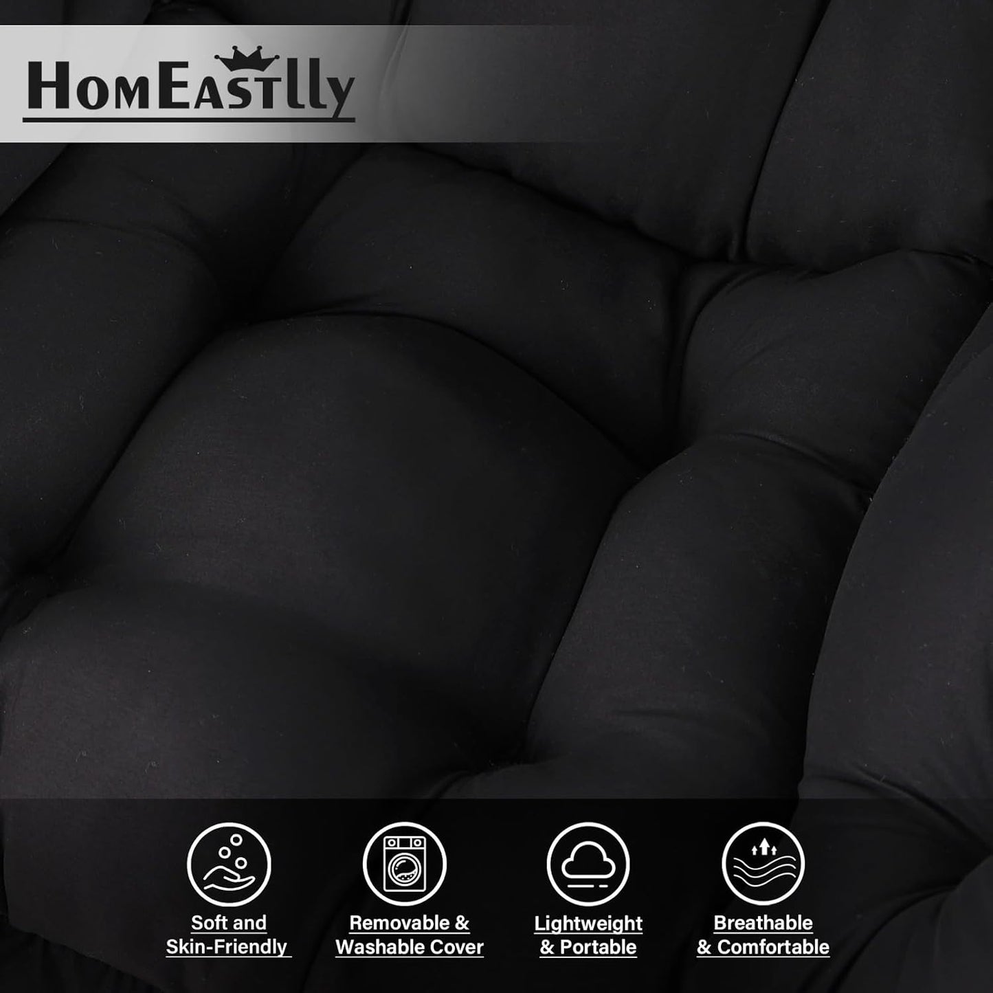 Lazy Chair with Ottoman, Large Modern Lounge Accent Chair with Armrests and Footrest, Reading Armchair with Ottoman, Leisure Sofa Chair for Living Room, Bedroom, Dorm Room, Office(Black)