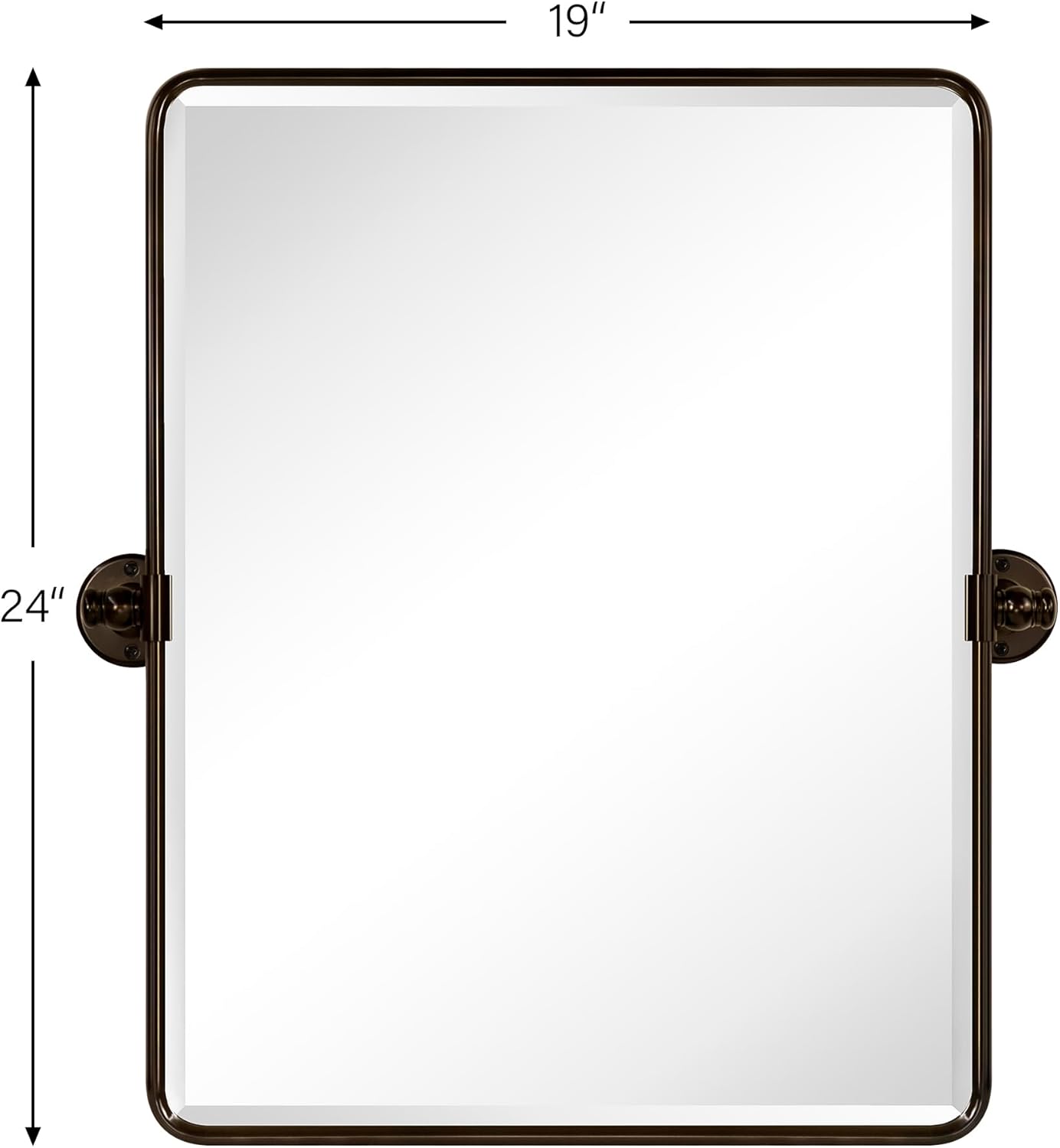 TEHOME 20x24'' Oil Rubbed Bronze Pivot Bathroom Vanity Mirror 24x20'' Metal Framed Dark Bronze Rectangle Tilting Beveled Vanity Mirrors for Wall