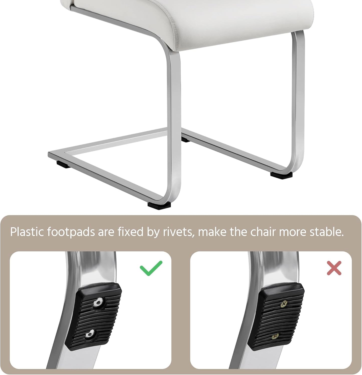 Yaheetech Dining Chairs Set of 2 Modern Faux Leather Upholstered Dining Room Chairs with High Back and Metal Chrome Legs for Kitchen/Living Room/Restaurant, White