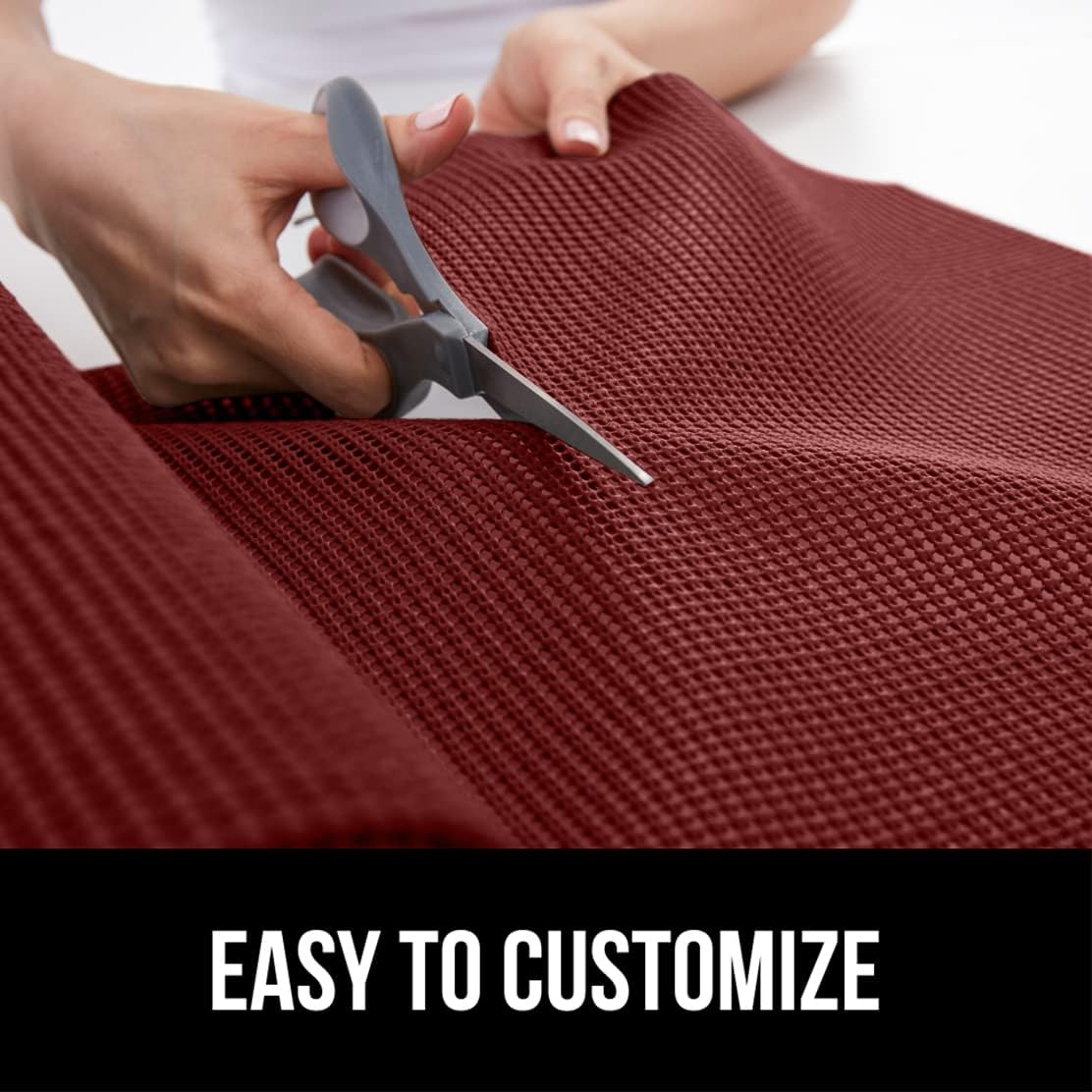 GORILLA GRIP powerGRIP Drawer Shelf and Cabinet Liner, Thick Strong Hold, Non-Adhesive Liners Protect Kitchen Cabinets and Cupboard, Bathroom Drawers, Easy Install, Breathable Mat, 17.5" x30', Red