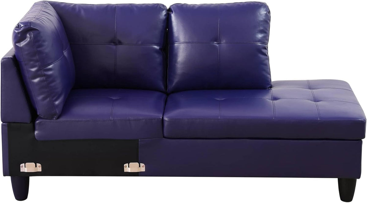 NicBex Sectional Couch 3 Pieces Sofa Set with Left Chaise Faux Leather L Shaped Cloud Couch for Living Room Furniture Sets with Storage Ottoman, Modular Sofa for Living Room & Apartment, Indigo
