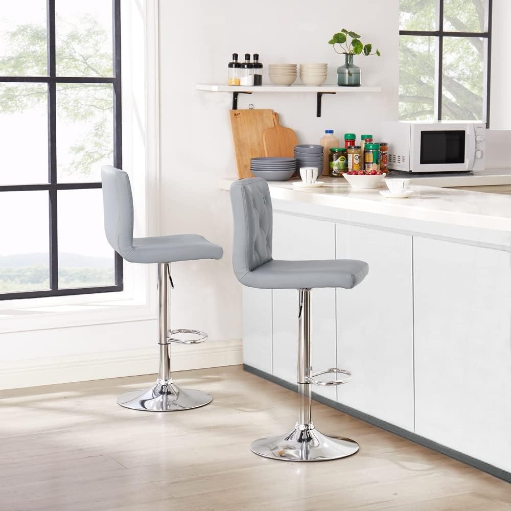 VECELO Adjustable Bar Stools Set of 2, Bar Height Stools for Kitchen Counter
