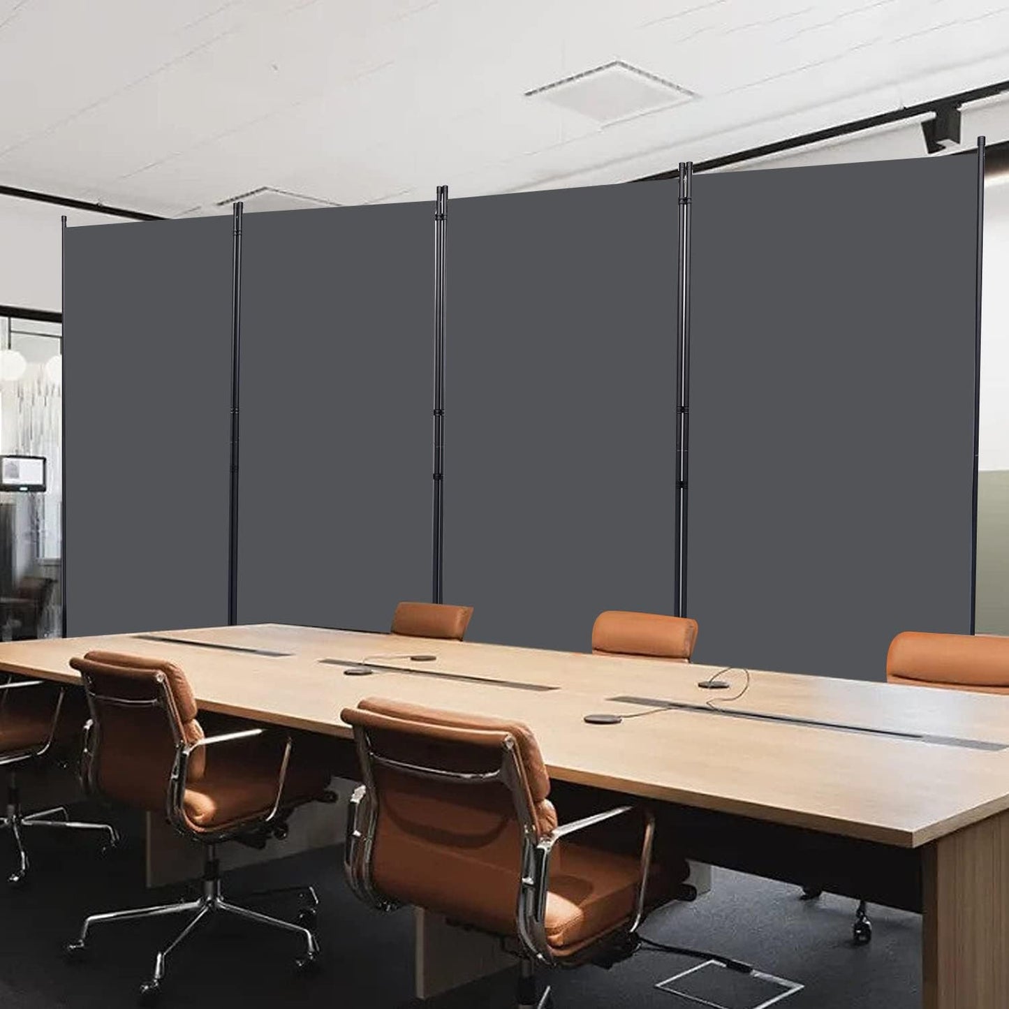 Room Divider, 4 Panel Folding Privacy Screens with Wider Support Feet, 6 Ft Portable Room Partition for Room Separator, 136" W X 71" H,Grey