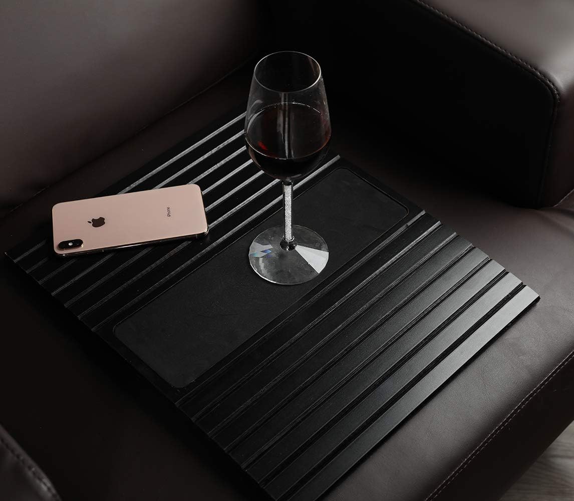 GEHE Sofa Arm Tray Table for Couch Flexible/Foldable Sofa Tray Couch arm Table Perfect for Drinks Snacks Remote Control or Phone Great arm Tray for Couch armrest (Black)