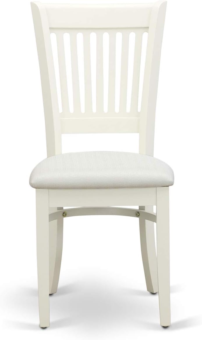 East West Furniture DLVA5-LWH-C 5 Piece Dining Table Set for 4 Includes a Round Kitchen Table with Dropleaf and 4 Linen Fabric Kitchen Dining Chairs, 42x42 Inch, Linen White