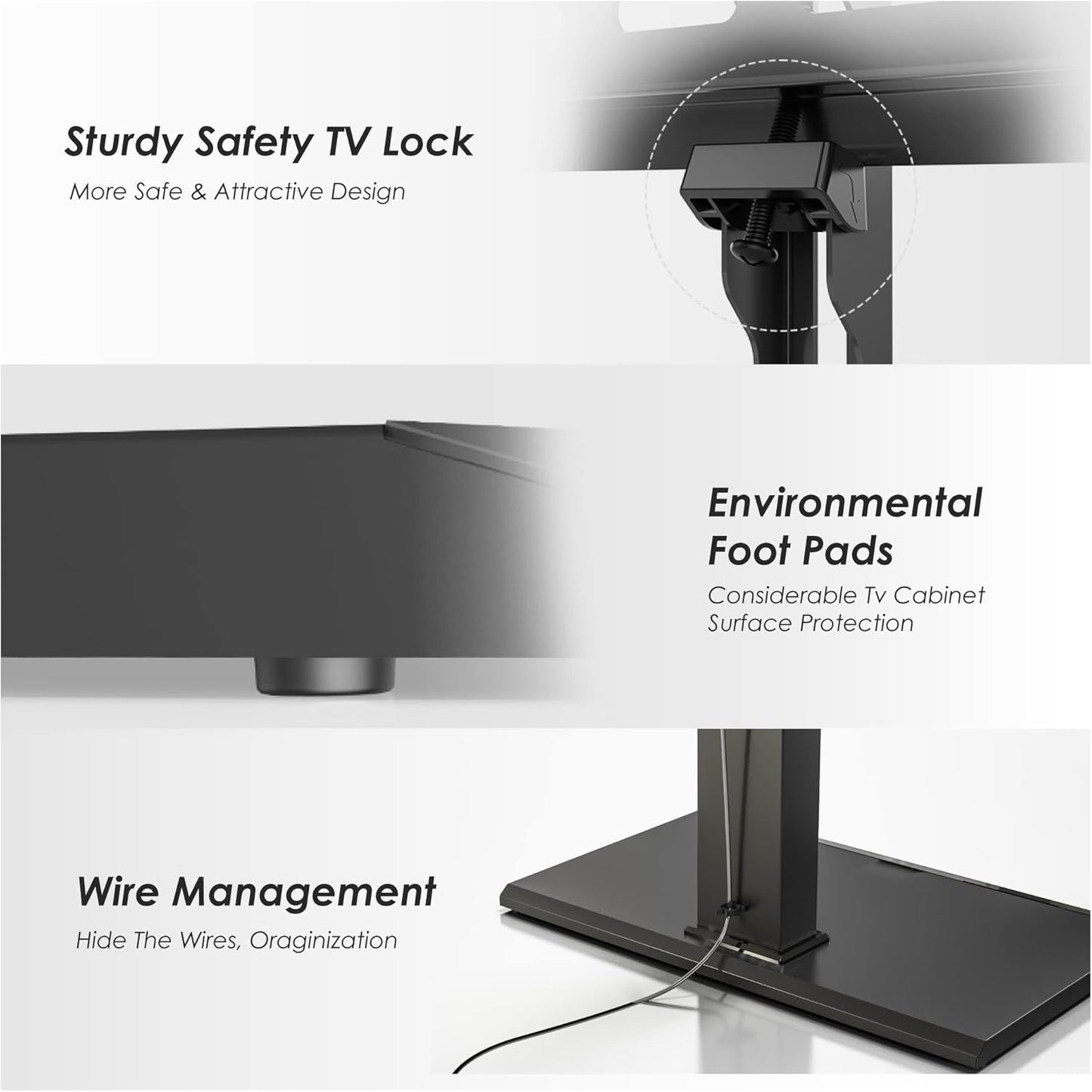 FITUEYES Floor TV Stand Iron Base with Swivel Mount for 50-85 Inch Large LCD/LED TVs Adjustable Shelf Tall Corner TV Stands for Bedroom and Living Room Hold Up to 110 lbs Black