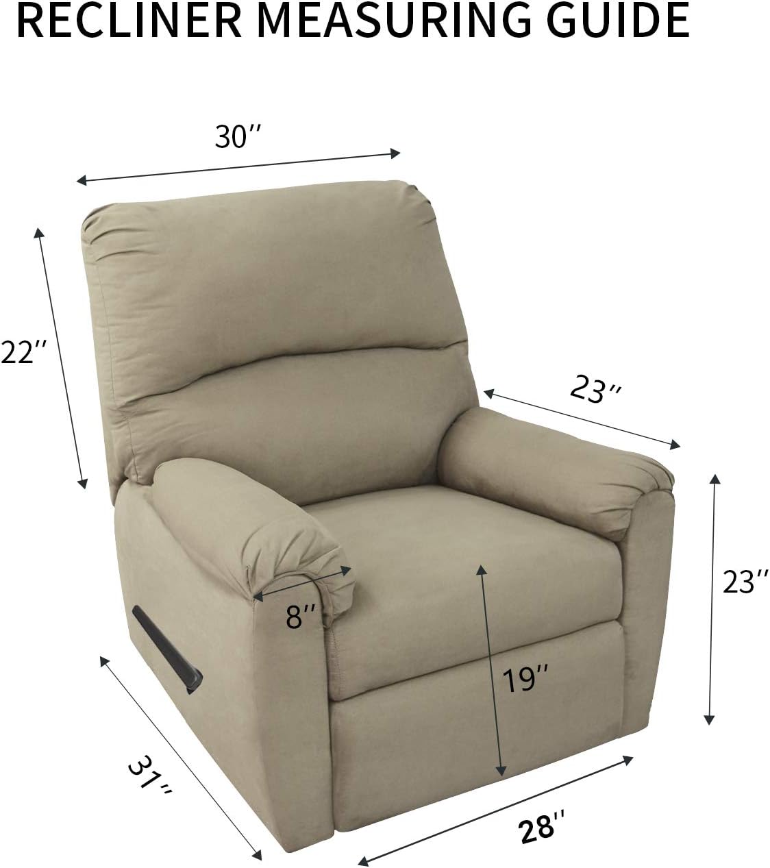 PureFit Reversible Sofa Cover Water Resistant Recliner Couch Cover, Machine Washable Furniture Cover with Adjustable Strap for Dogs, Pets (Recliner, Brown/Beige)