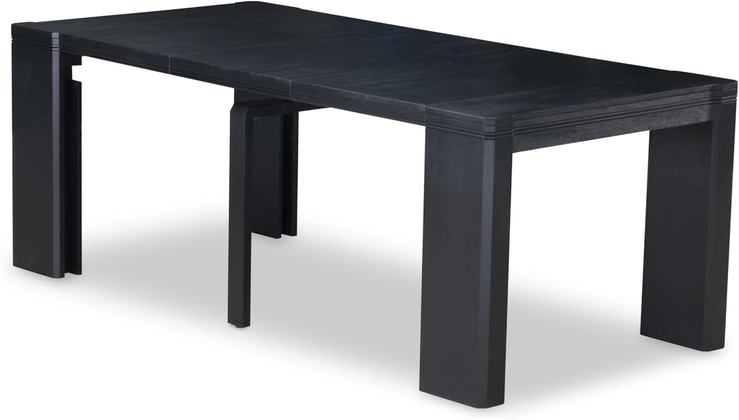 X12FO-006-24 - 13-piece Dining Room Table Set a Rectangular Kitchen Table and 12 Black Linen Fabric Dining Chair, 39x120 Inch, Wire Brushed Black
