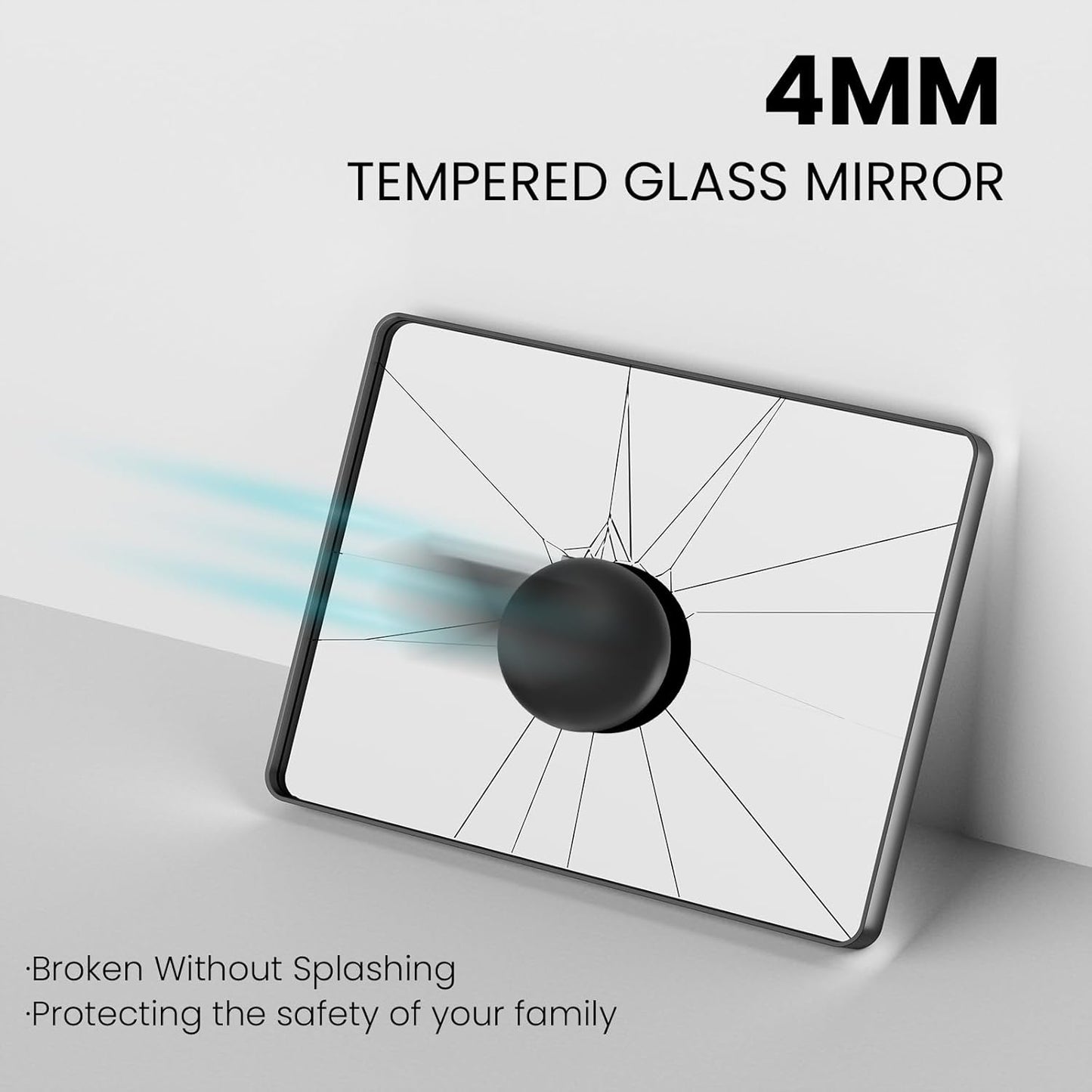 Black Bathroom Mirror 40X32 Inch, Black Metal Framed Mirror for Wall, Rounded Rectangle Matte Bathroom Vanity Mirror with Tempered Glass, Anti-Rust, Horizontal/Vertical