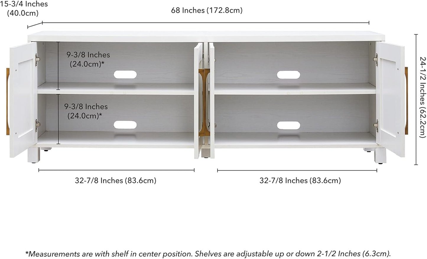 Henn&Hart Rectangular TV Stand for TV's up to 80" in White, TV Stands for the Living Room