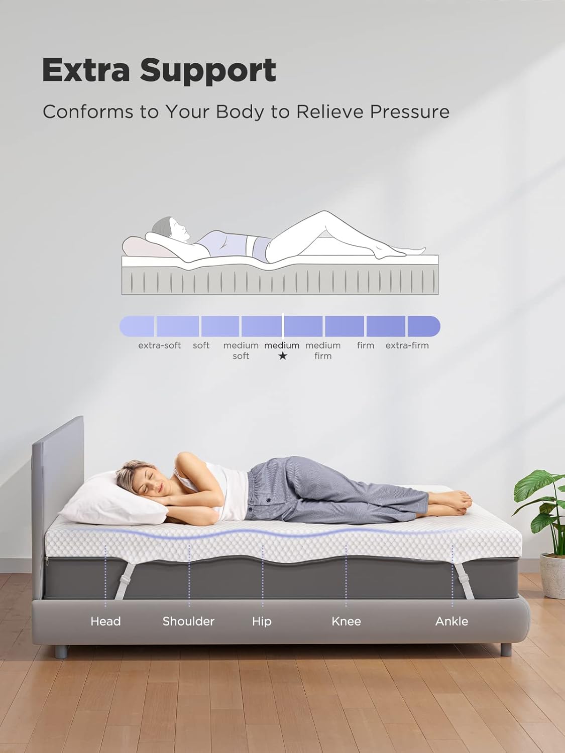 PERLECARE 3 Inch Gel Memory Foam Mattress Topper for Pressure Relief, Premium Soft Mattress Topper for Cooling Sleep, Non-Slip Design with Removable & Washable Cover, CertiPUR-US Certified - Cal King