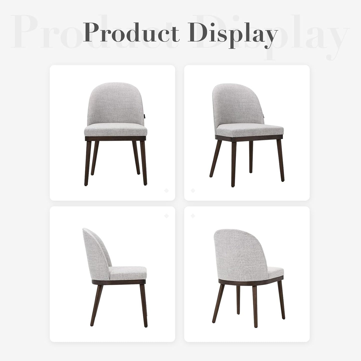 COLAMY Upholstered Dining Chairs Set of 4, Large Dining Room Kitchen Chairs with High Back and Deep Seat, Modern Fabric Dinner Chairs with Wood Legs, Light Grey