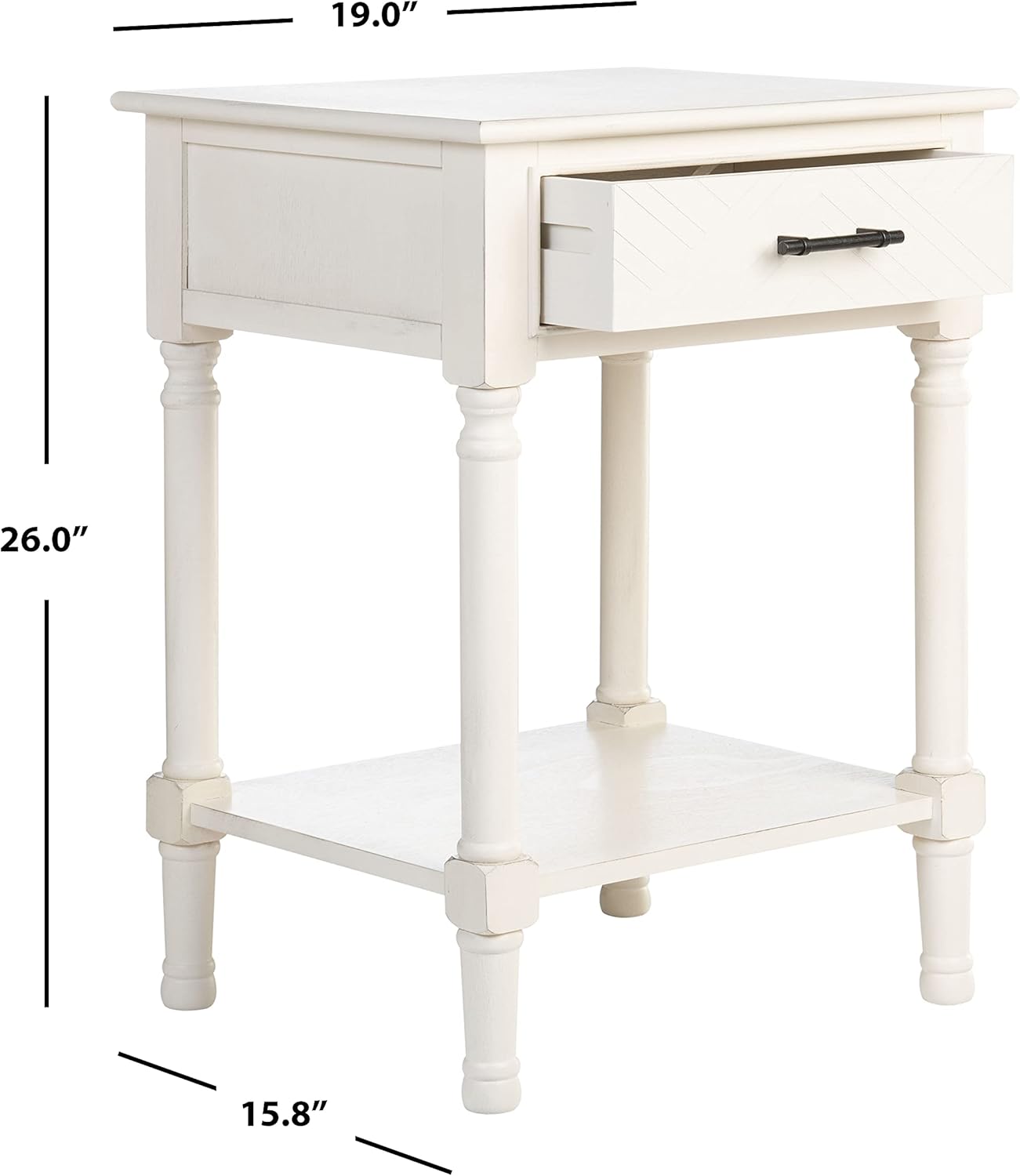 SAFAVIEH Home Collection Peyton Distressed White 1-Drawer Lower Shelf Accent Table ACC5704A