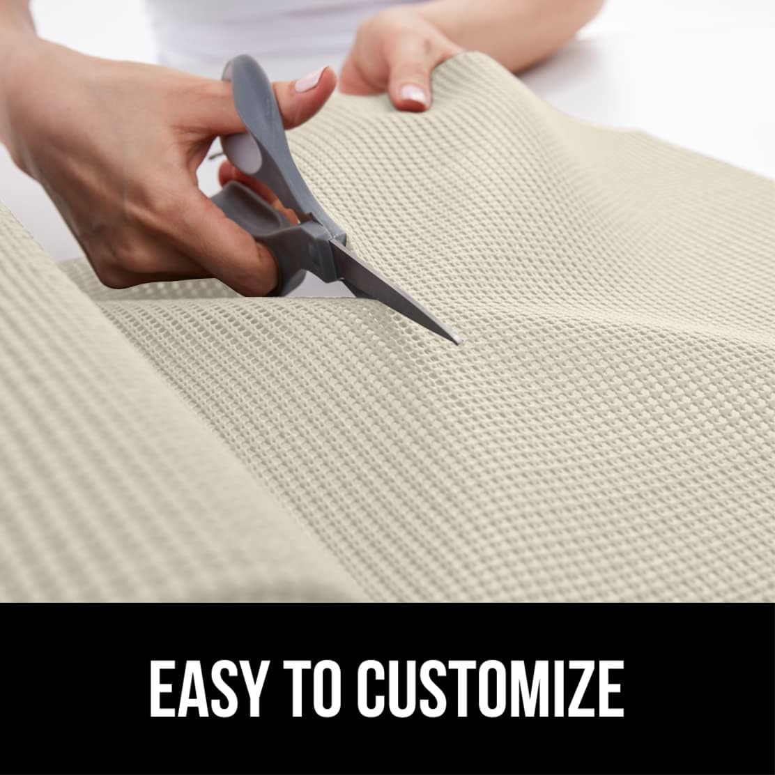 GORILLA GRIP powerGRIP Drawer Shelf and Cabinet Liner, Thick Strong Hold, Non-Adhesive Liners Protect Kitchen Cabinets and Cupboard, Bathroom Drawers, Easy Install, Breathable Mat, 17.5" x30', Cream