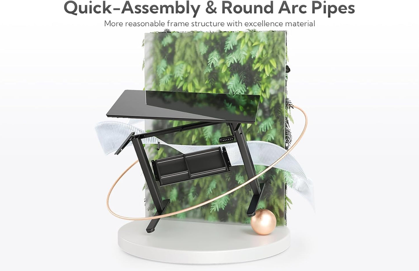 INNOVAR Glass Standing Desk with Drawers, 40×24 Inch Adjustable Stand Up Desk Quick Install Home Office Computer Desk, Black