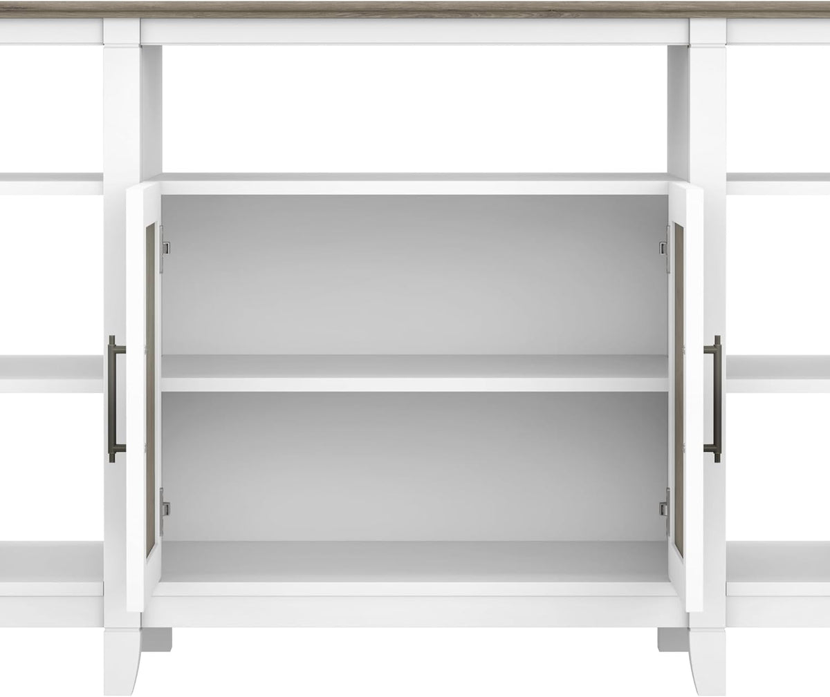 Bush Furniture Key West Tall TV Stand for 65 Inch TV in Pure White and Shiplap Gray, Farmhouse Entertainment Center with Storage