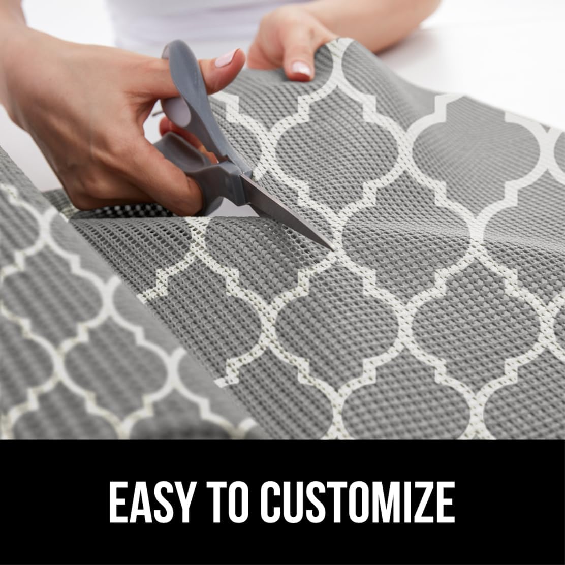 GORILLA GRIP powerGRIP Drawer Shelf and Cabinet Liner, Thick Strong Hold, Non-Adhesive Liners Protect Kitchen Cabinets and Cupboard, Bathroom Drawers, Easy Install, Breathable Mat, 17.5" x20', Gray