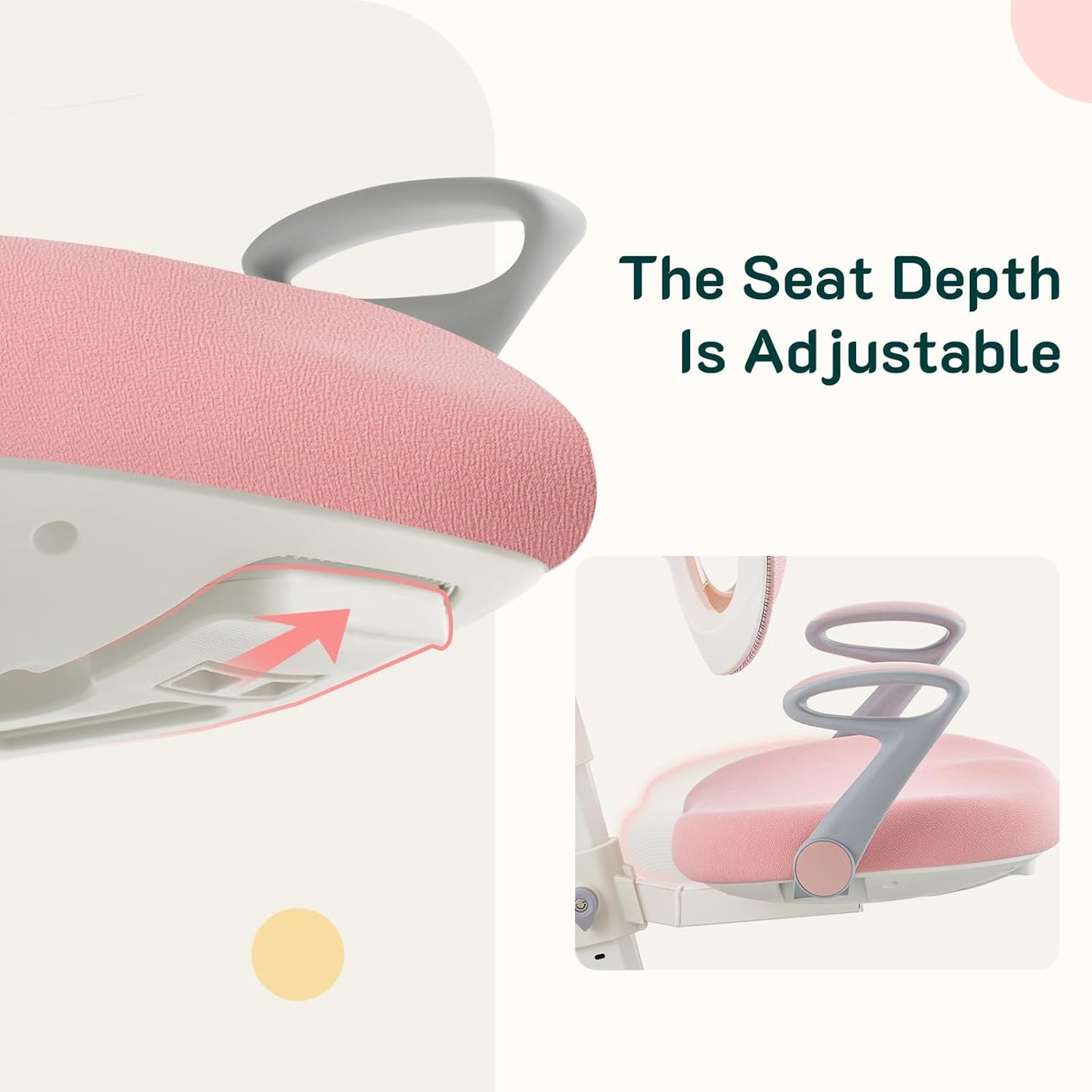 Ergonomic Kids Desk Chair with Footrest & Height-Adjustable Seat, Multifunctional for Study, Work & Dining – Comfy Cushion & Smooth Wheels for Boys & Girls (Pink)