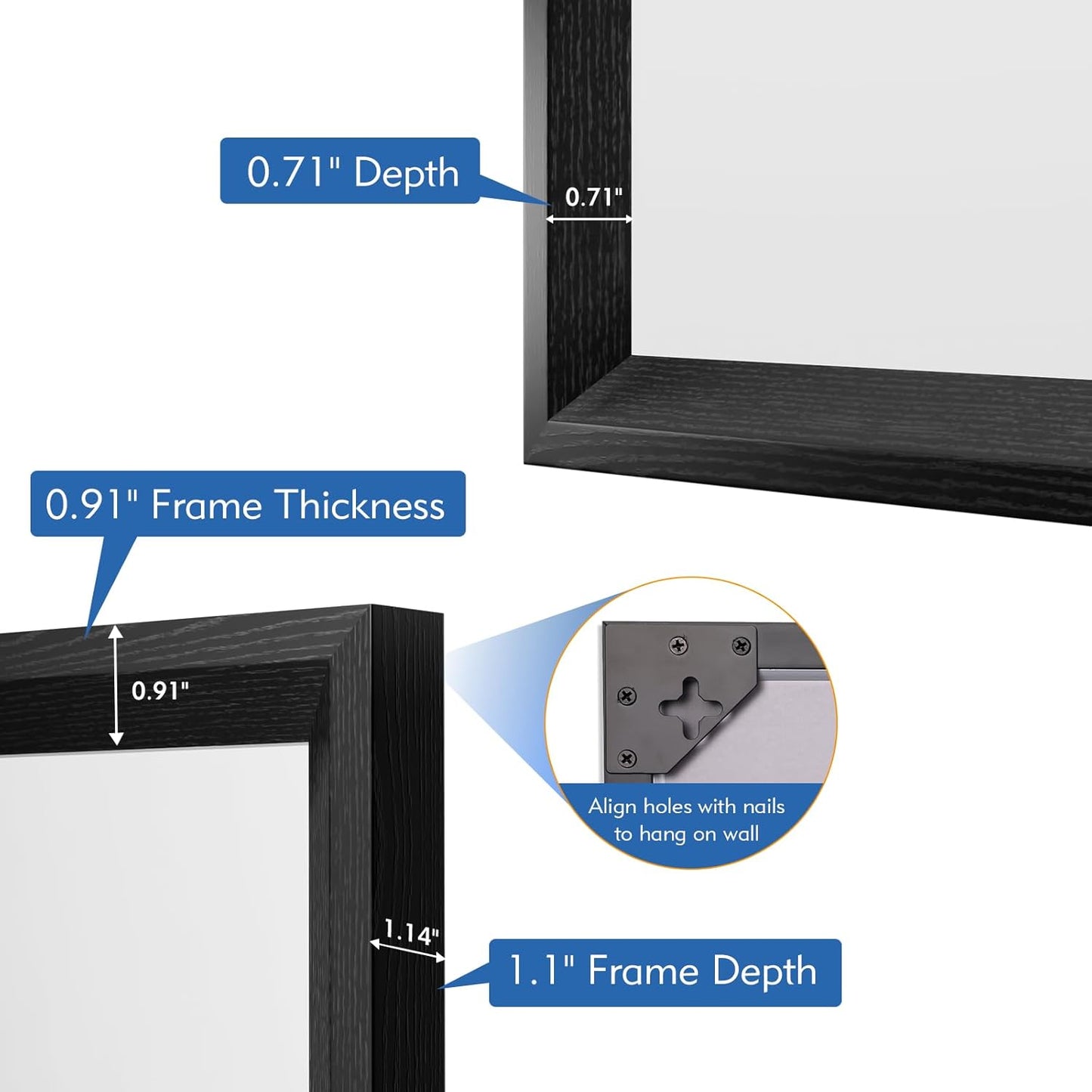 Bathroom Vanity Mirror 24x32 Inch, Matte Black Rectangle Bathroom Mirror, Anti-Rust, 4MM Tempered Glass, Wall-Mounted Mirror, Hangs Horizontally or Vertically for Bathroom & Bedroom