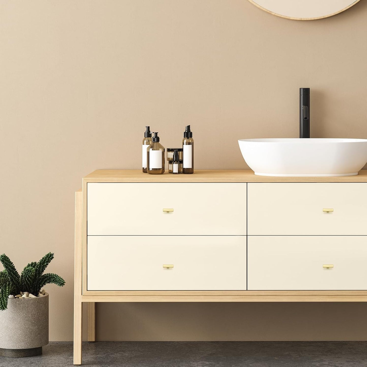 10 Pack Cabinet Handles Single Hole - Curved Cabinet Knobs Brushed Brass Drawer Pulls for Kitchen Cupboard Solid Pulls for Dresser Drawer Arch Closet Hardware