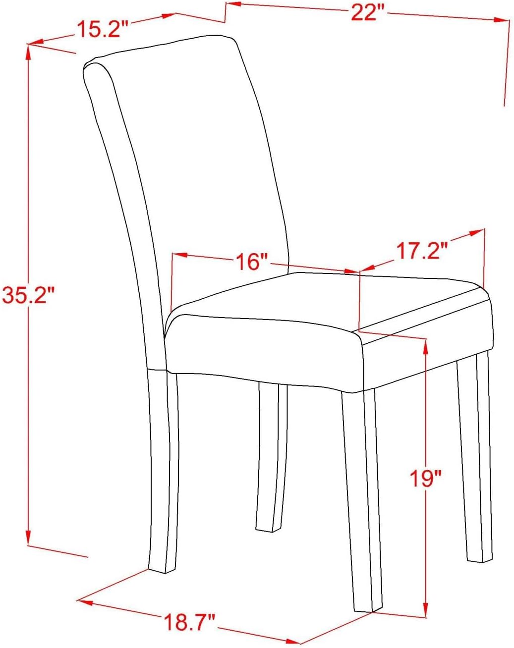 East West Furniture ANAB5-MAH-72 5 Piece Dining Table Set Includes a Round Dining Room Table with Pedestal and 4 Firebrick Red Faux Leather Parsons Chairs, 36x36 Inch, Mahogany