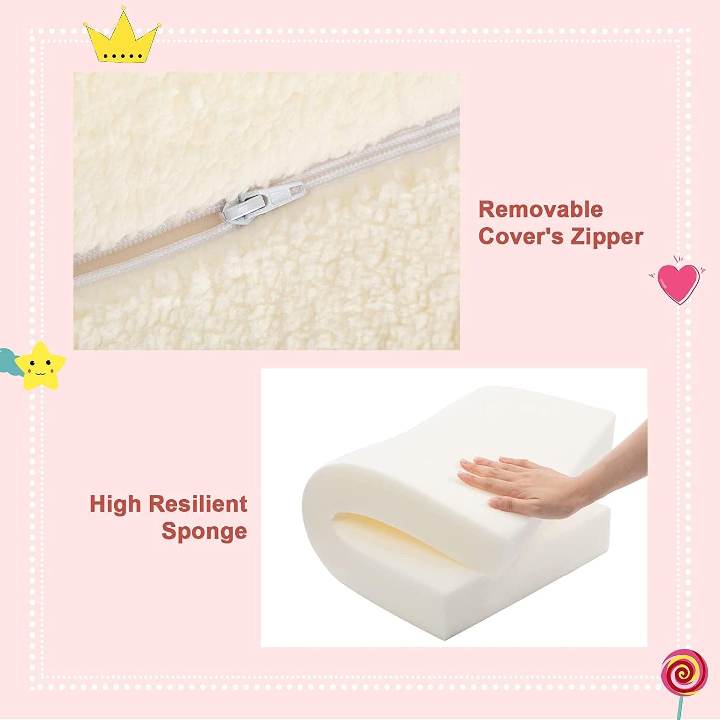 ALIMORDEN 2-in-1 Flip Out Cuddly Sherpa Kids Couch, Convertible Sofa to Lounger, Cream