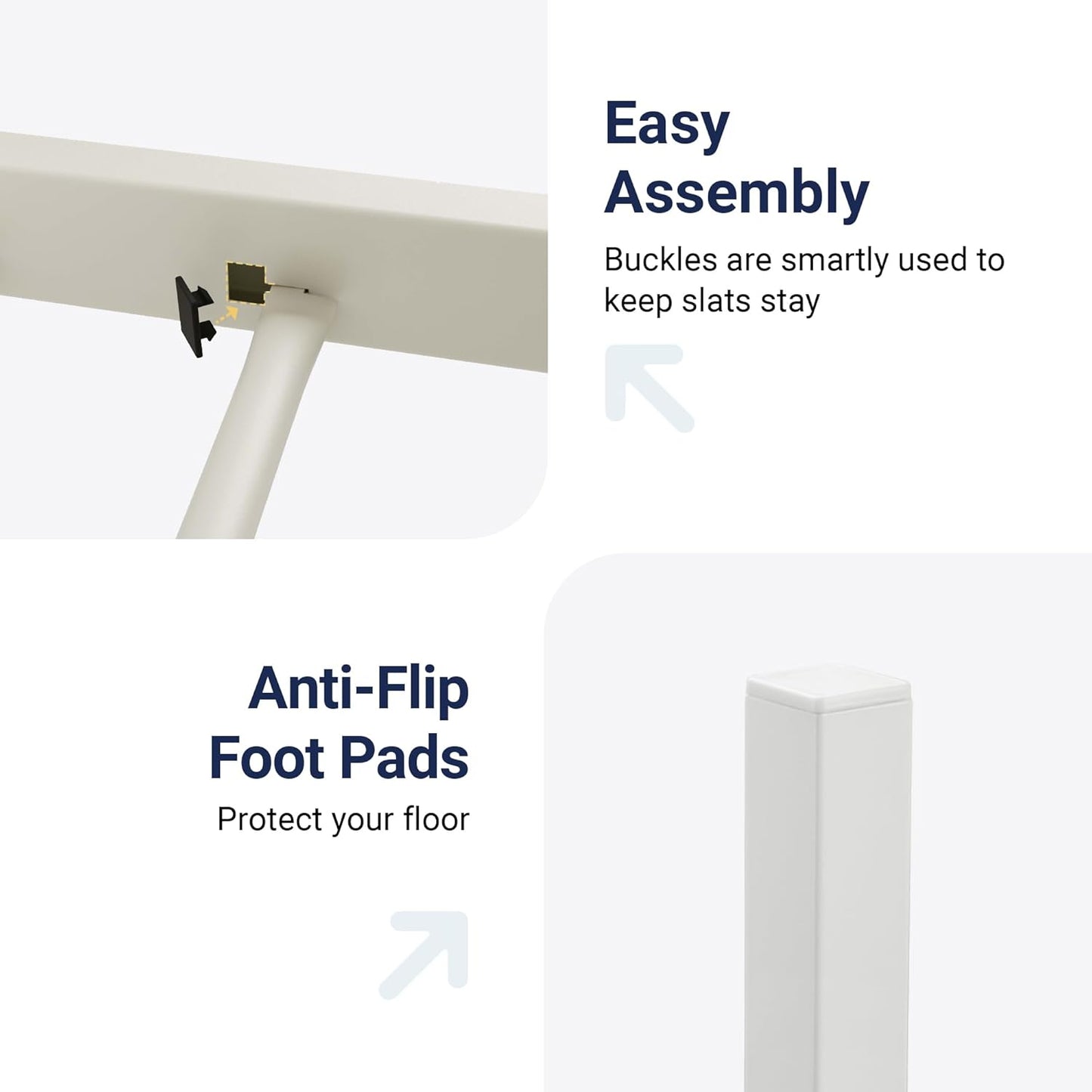 Allewie 14 Inches Twin Size Metal Platform Bed Frame with Victorian Style Iron-Art Headboard/Footboard, Mattress Foundation, Easy Assembly, Under Bed Storage, No Box Spring Required, Off White