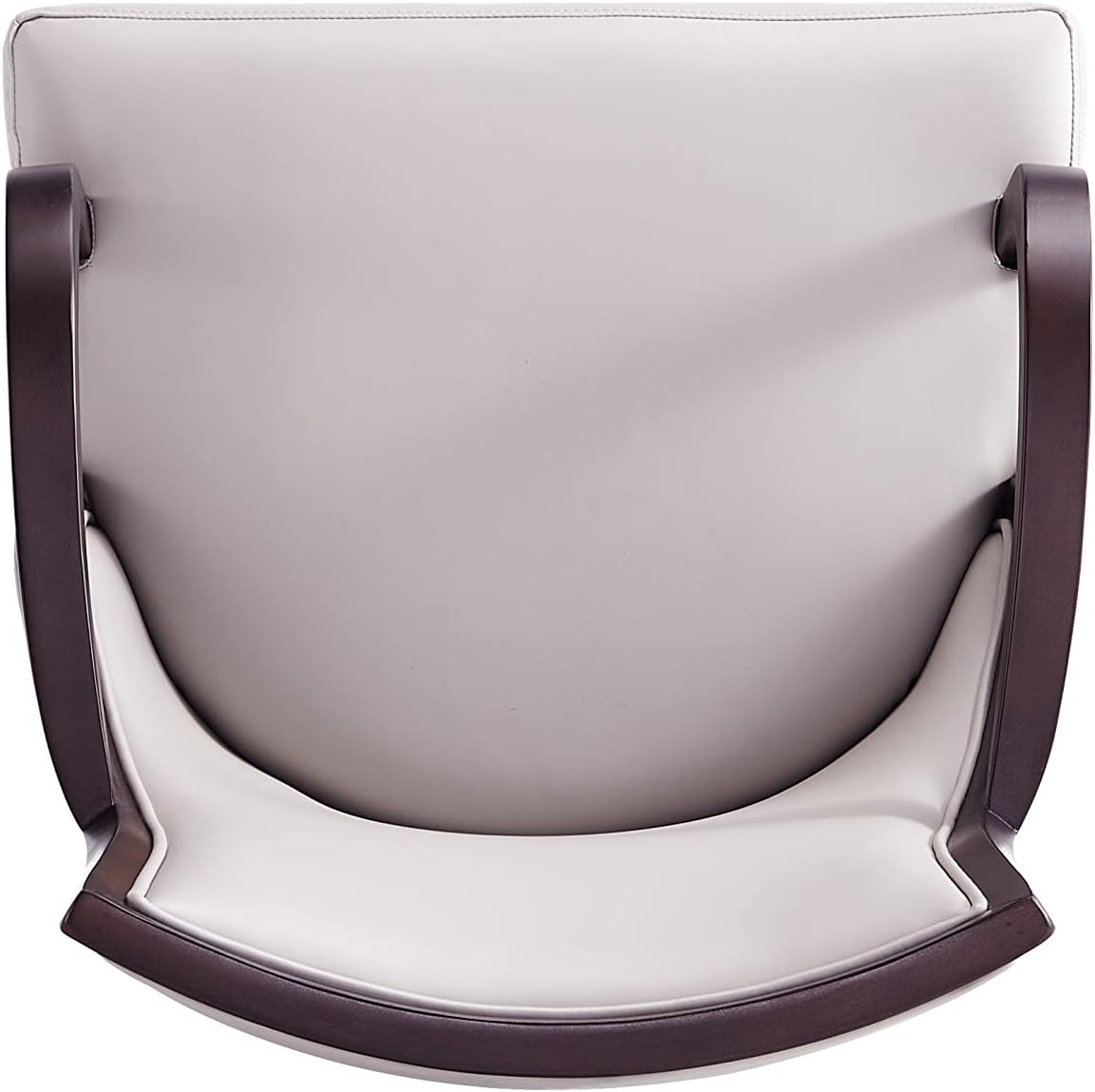 Manhattan Comfort Grand Faux Leather Dining Chairs, Traditional Design with Rectangular Channeling, Solid Beech Wood Frame, Walnut Finish, 300 lb Capacity, Fully Assembled, Set of 6, Light Grey