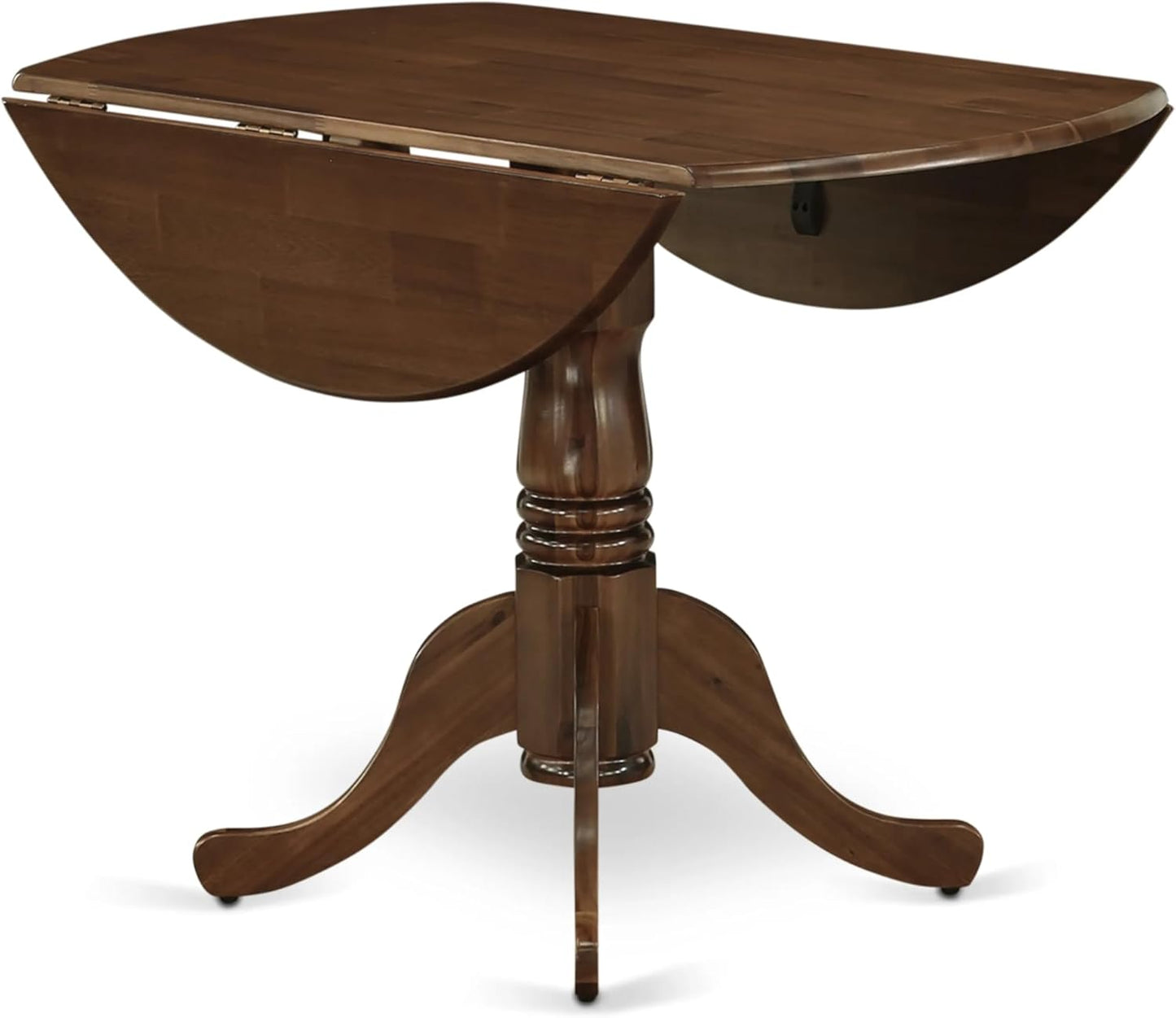 East West Furniture DLAS3-AWA-08 3 Piece Dinner Table Set Includes A Mid Century Modern Table and 2 Mist Beige Polyester Fabric Dinning Chairs, Antique Walnut