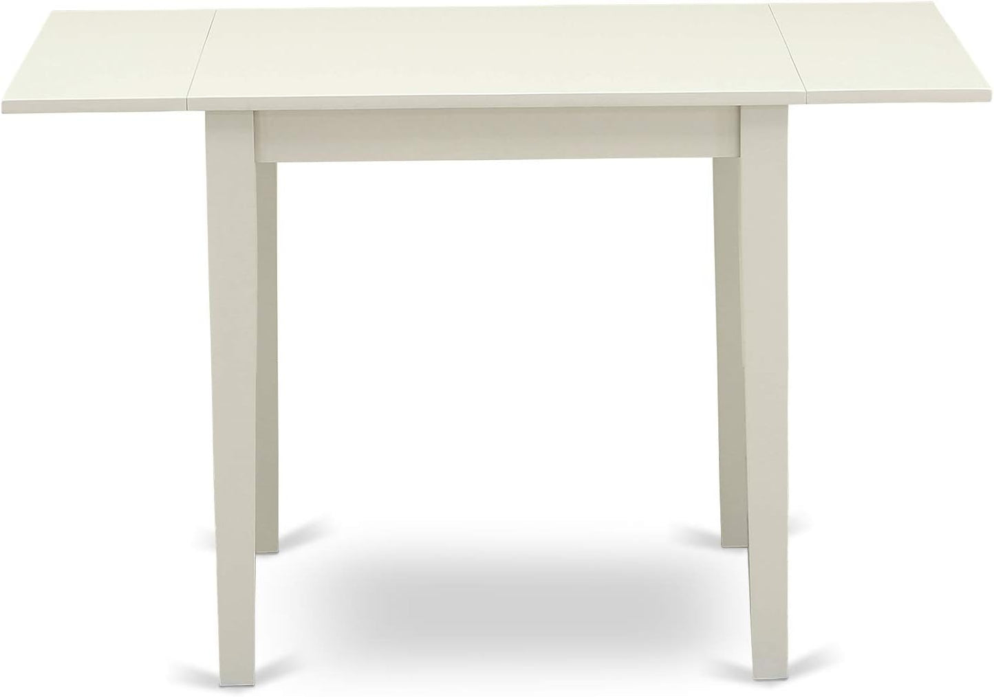 East West Furniture 1NDEN5-LWH-06 5 Piece Dining Table Set for 4 Includes a Rectangle Kitchen Table with Dropleaf and 4 Dark Shitake Linen Fabric Upholstered Chairs, 30x48 Inch, Linen White