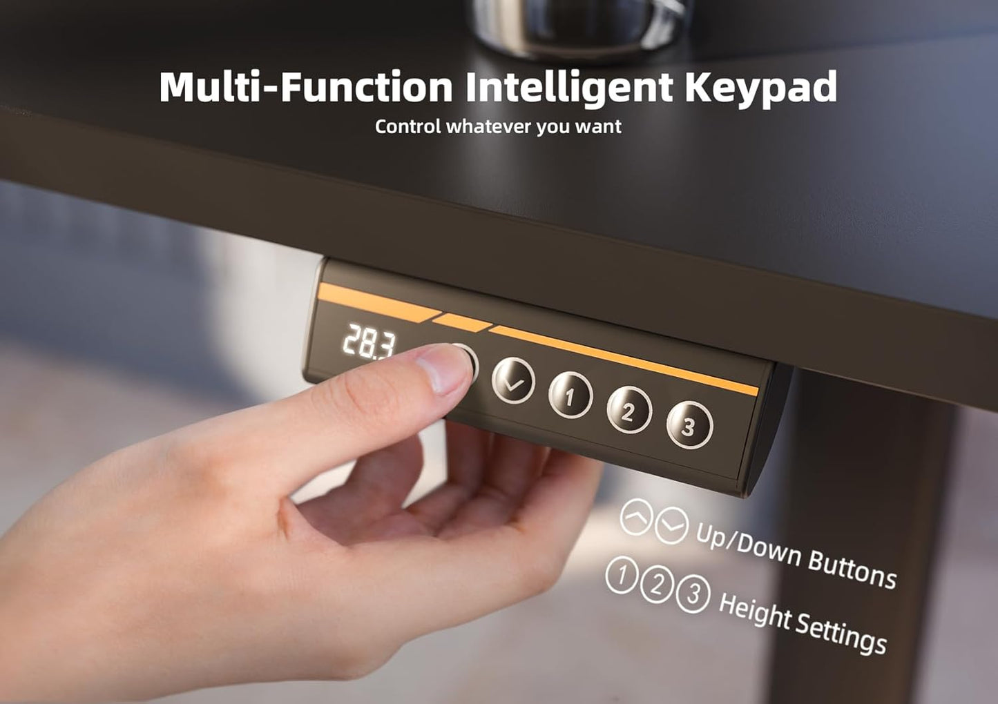 YDN Electric Standing Desk, Adjustable Height Stand up Desk, 48x24 Inches Sit Stand Home Office Desk with Splice Board, Black Top