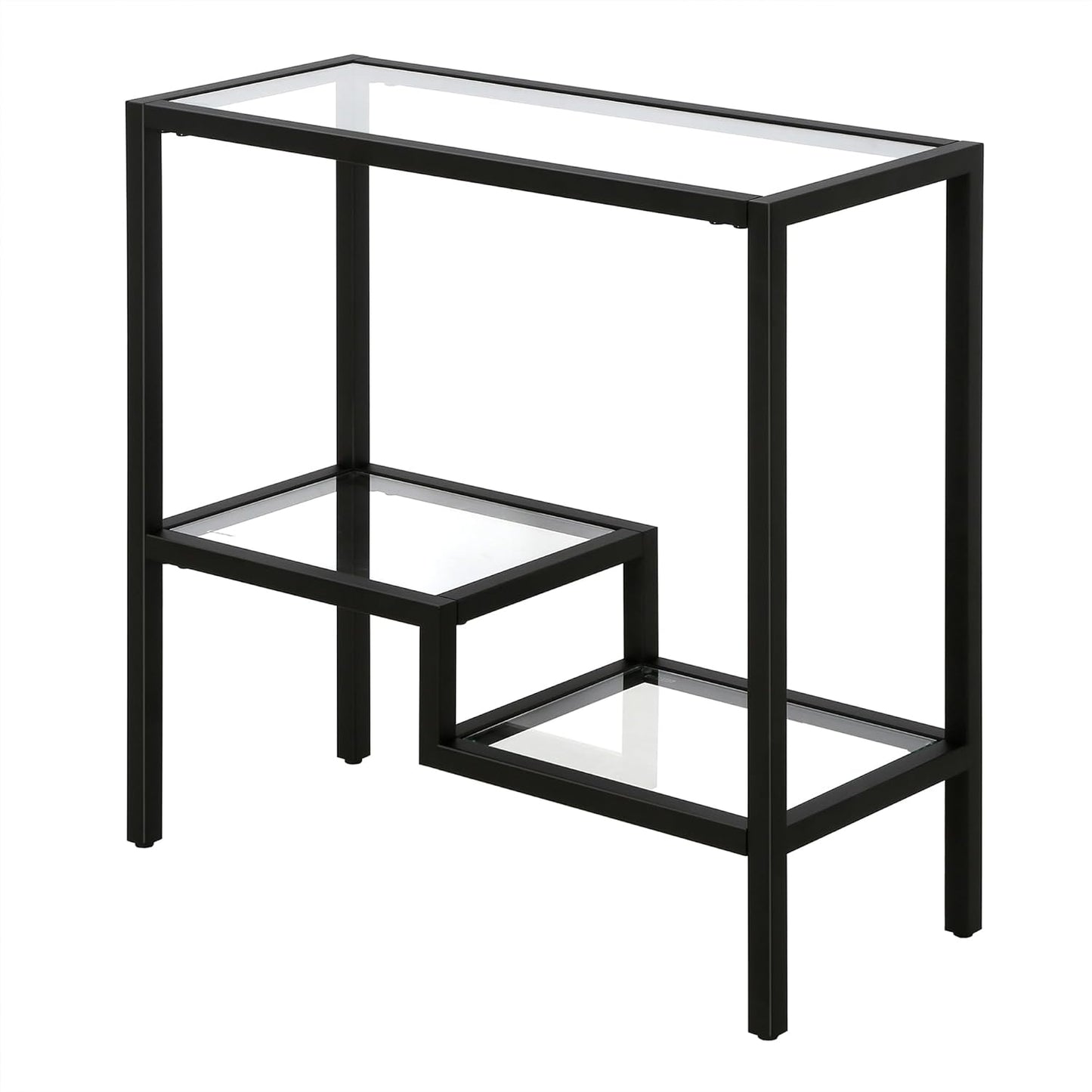 Henn&Hart 24" Wide Rectangular Side Table in Blackened Bronze, Table for Living Room, Bedroom