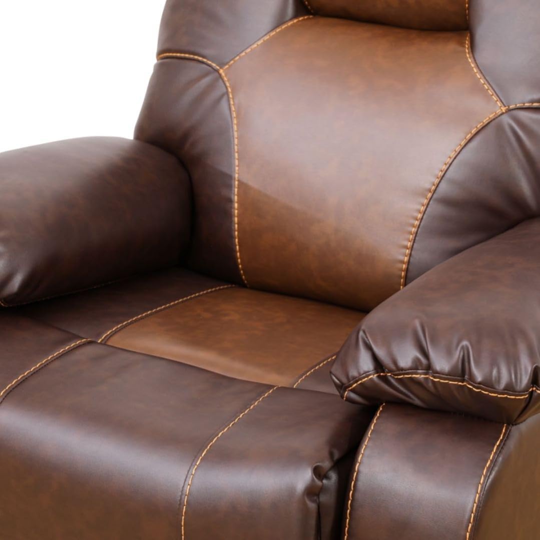 Manual Breathing Leather Reclining Sofa, Leather Recliner Couch, Comfortable Wide Lazy Leather Sofa for Living Room (Brown, Two Seater Loveseat)