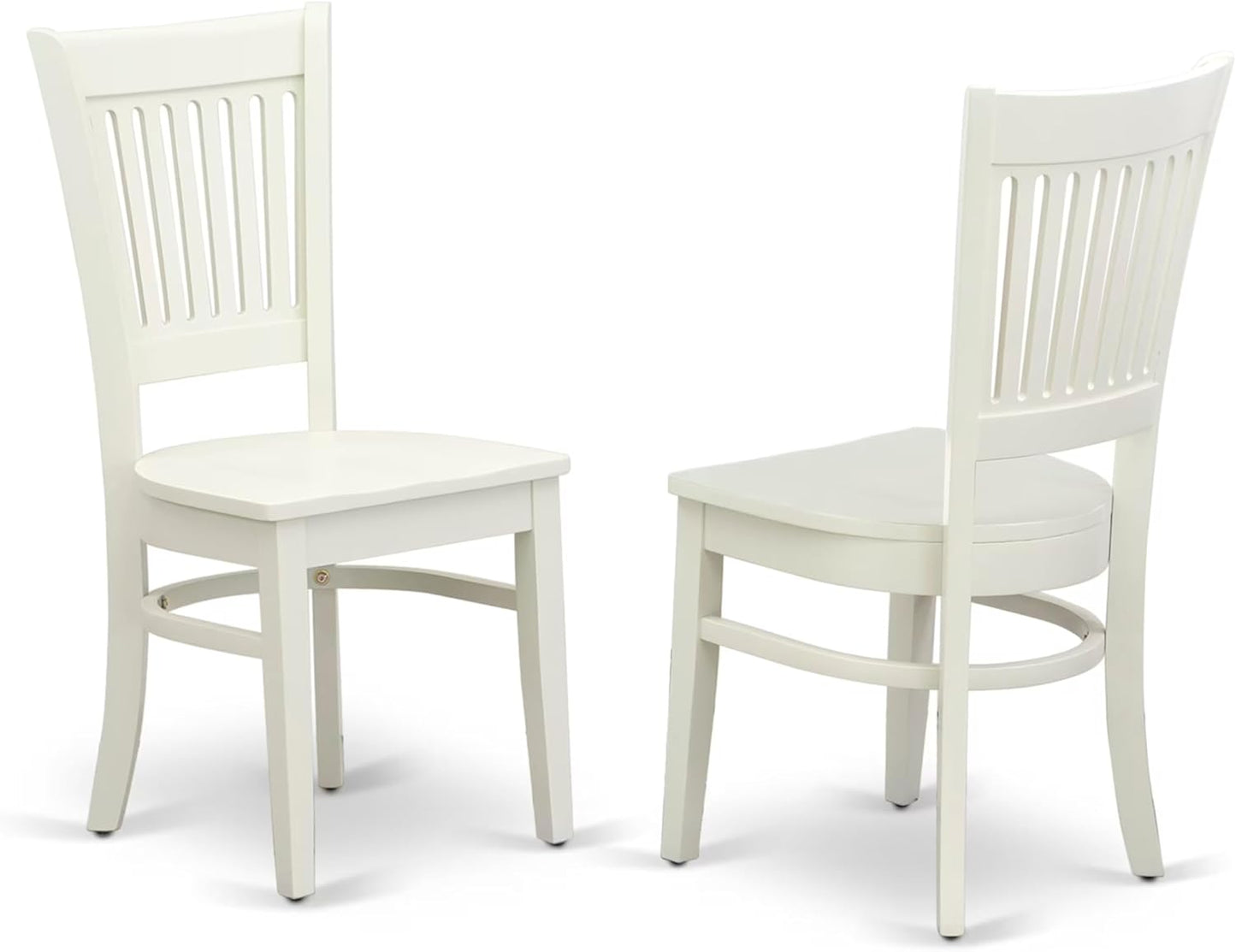 East West Furniture DLVA5-LWH-W 5 Piece Kitchen Table & Chairs Set Includes a Round Dining Room Table with Dropleaf and 4 Dining Chairs, 42x42 Inch, Linen White