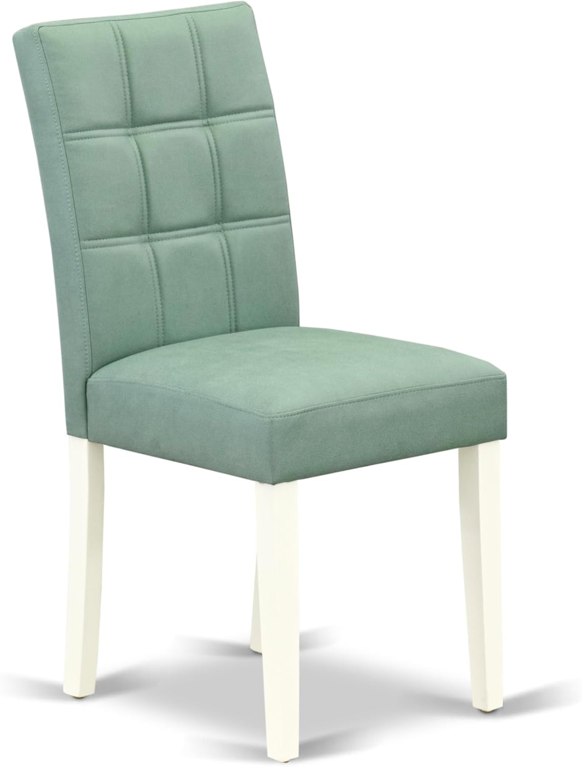 East West Furniture ANAS3-LWH-43 3 Piece Dining Table Set consists A Dinner Table and 2 Willow Green Polyester Fabric Parson Kitchen Chairs with Stylish Back- Linen White Finish