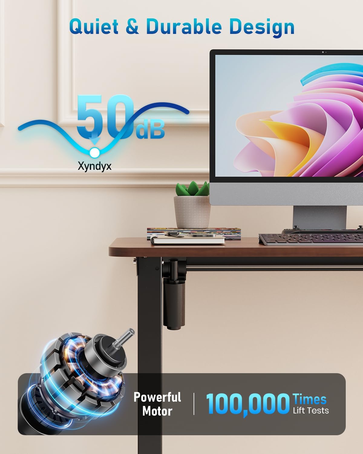 Small Height Adjustable Electric Standing Desk, 31.5" x 23.6" Sit Stand up Desk with Splice Board, Ergonomic Rising Computer Home Office Desk Table with Memory Preset, Black Frame/Walnut Top