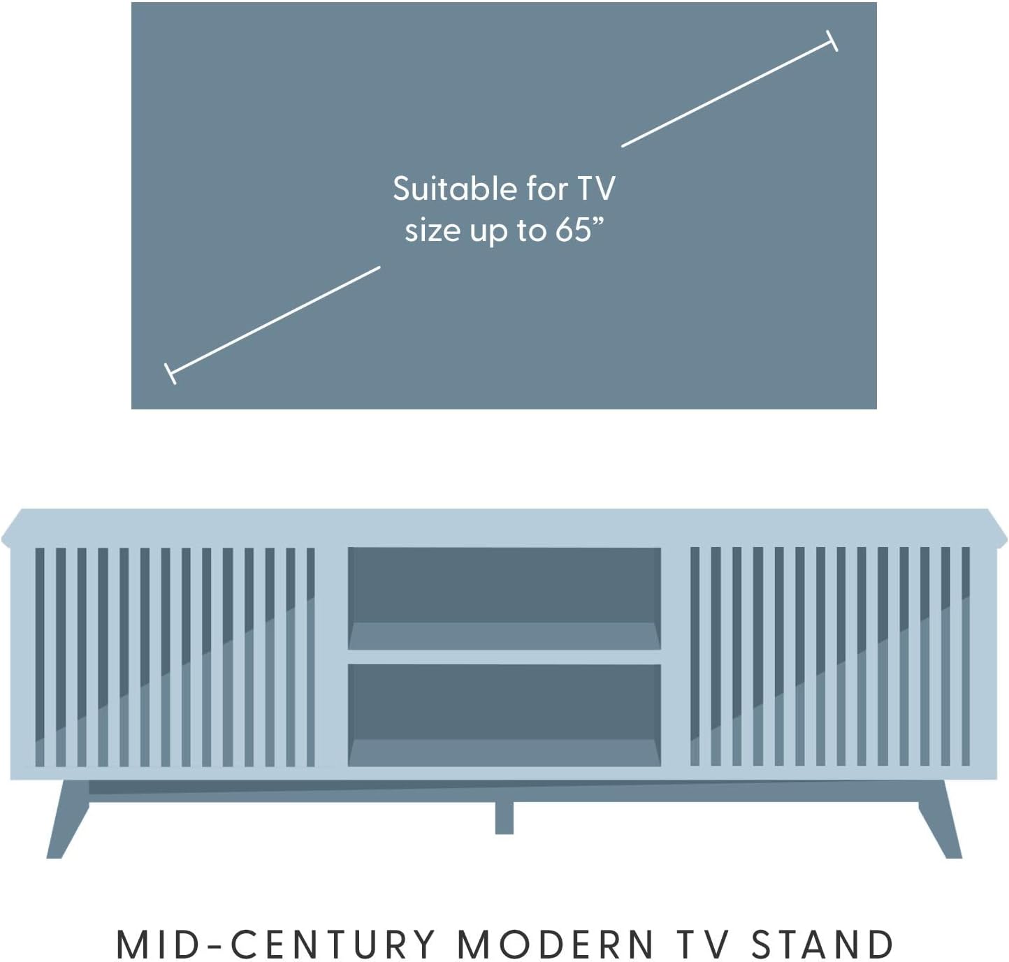 Plank+Beam Mid-Century Modern Wood TV Stand, Solid Wood Entertainment Console with Storage, 59" L x 16" W x 19" H, Blonde
