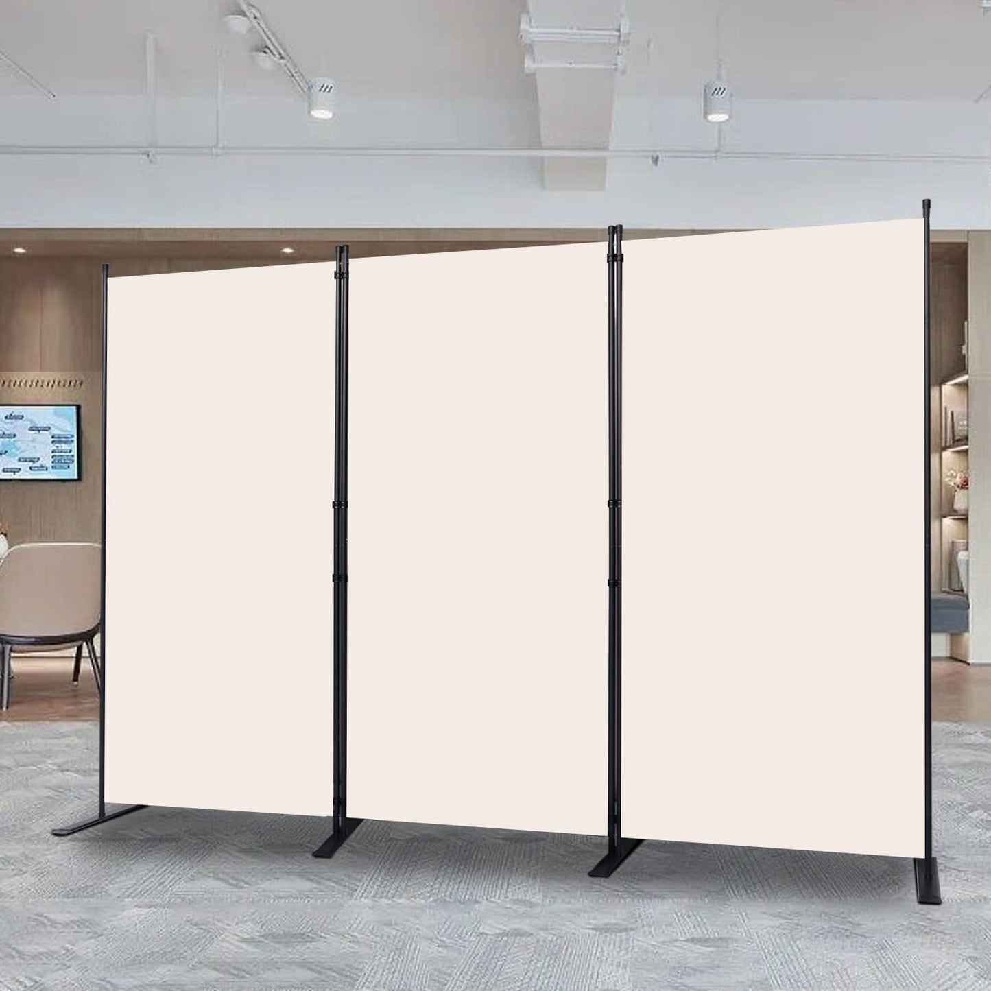 Room Divider, 3 Panel Folding Privacy Screens with Wider Support Feet, 6 Ft Portable Room Partition for Room Separator, 102" W X 71" H, Beige